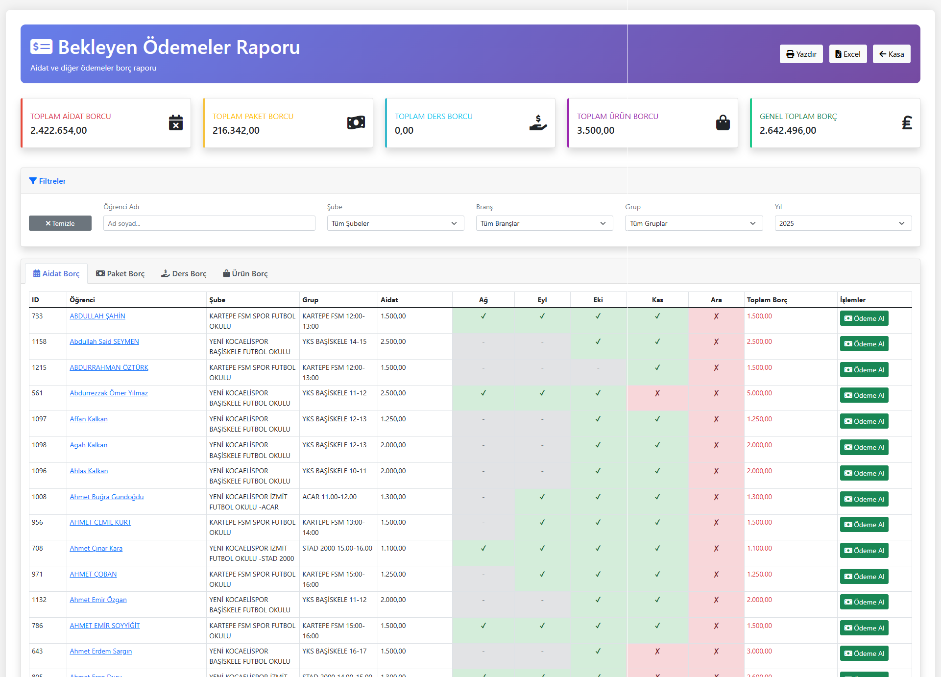 Pispor Aidat Takip Sistemi